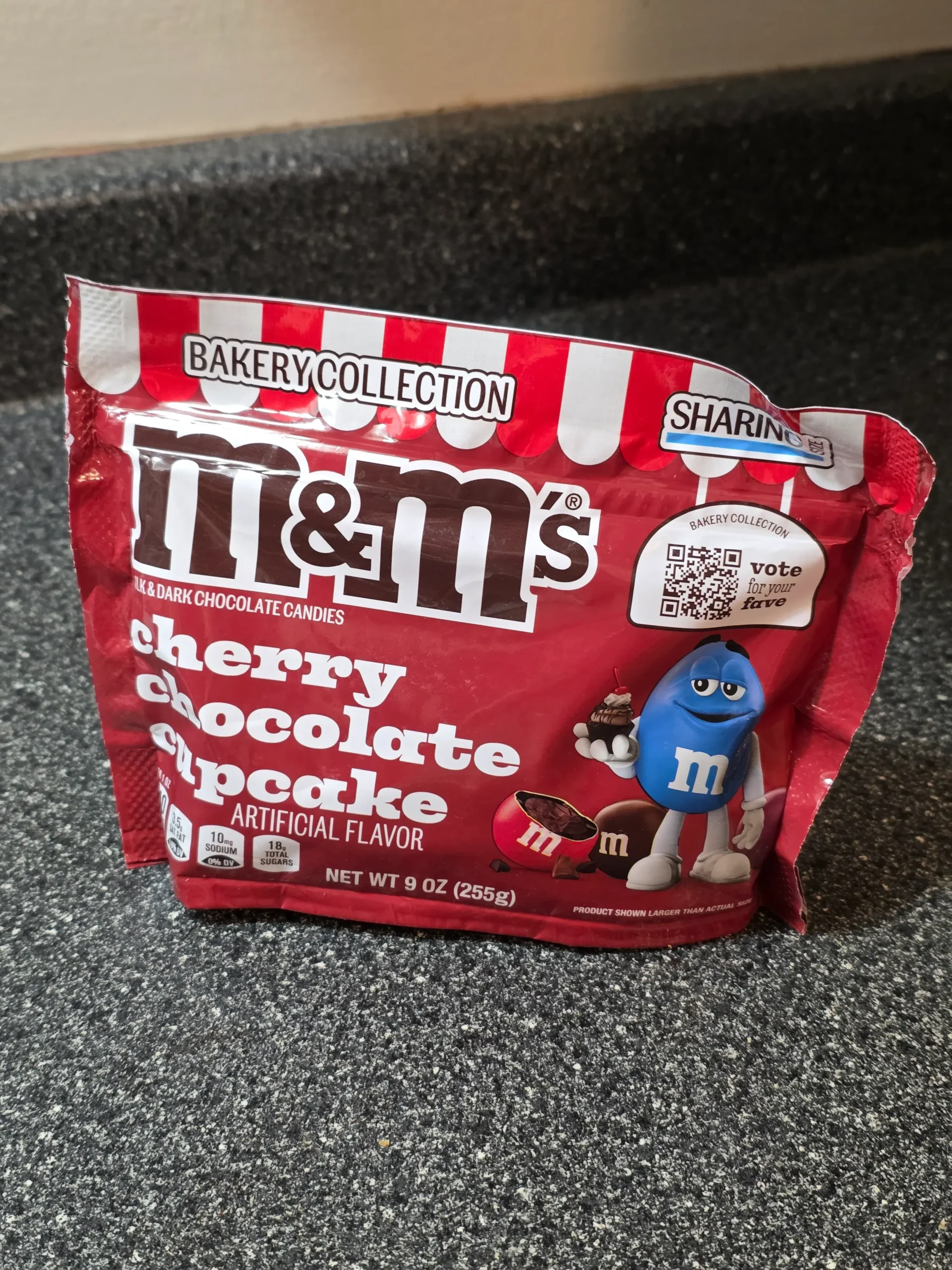 M&M's Cherry Chocolate Cupcake.