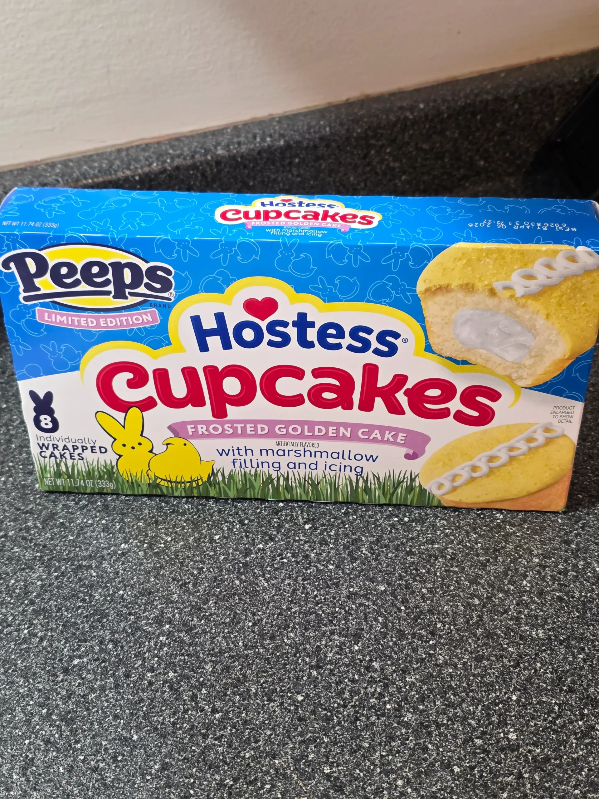 Hostess Peeps Cupcakes Frosted Golden Cake.