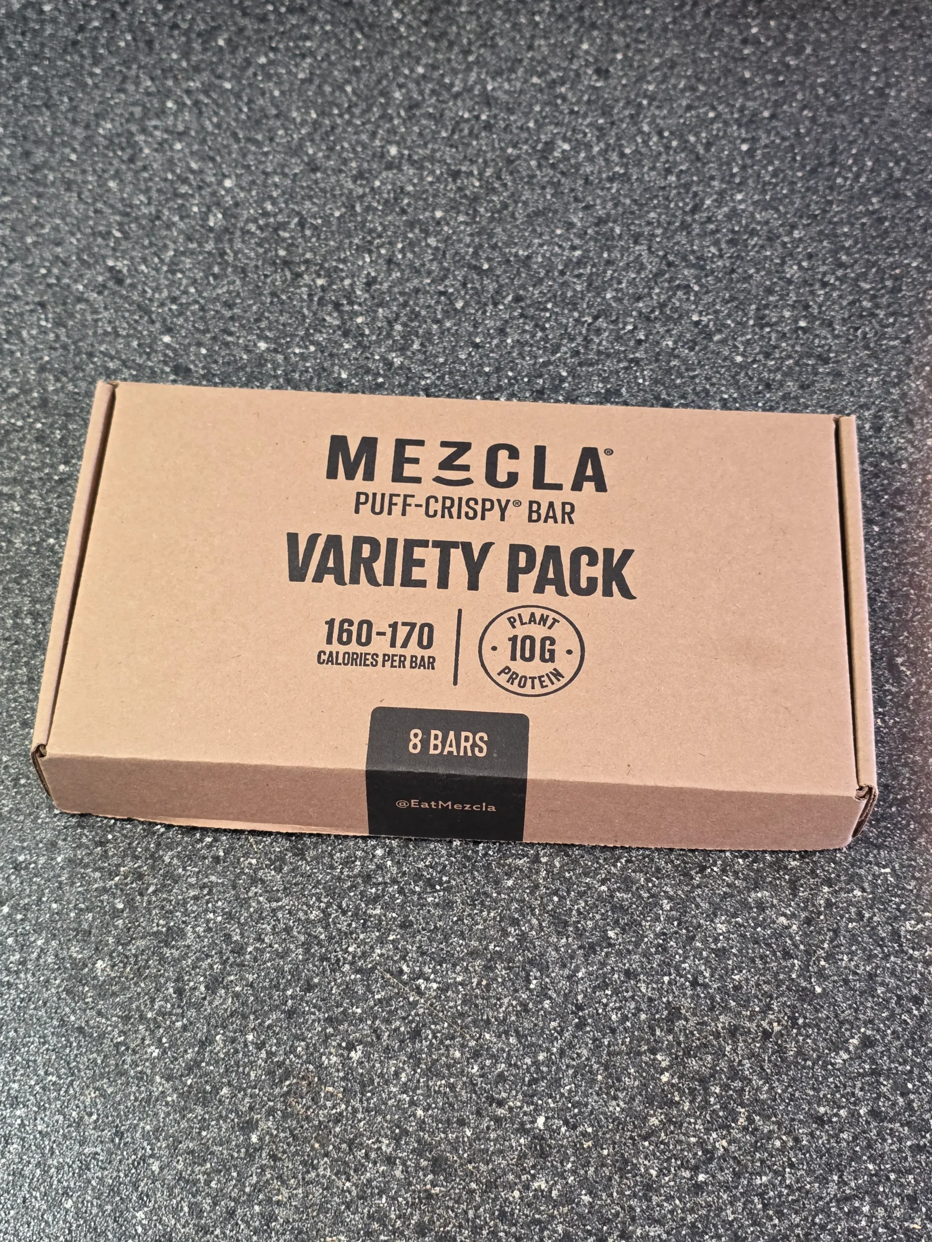 Mezcla Puff-Crispy Plant-Based Protein Bars Variety Pack: Peanut Butter Chocolate, Hot Chocolate, Pistachio Chocolate, Maple Blueberry, Hazelnut Chocolate, Almond Butter Chocolate, and Matcha Vanilla.