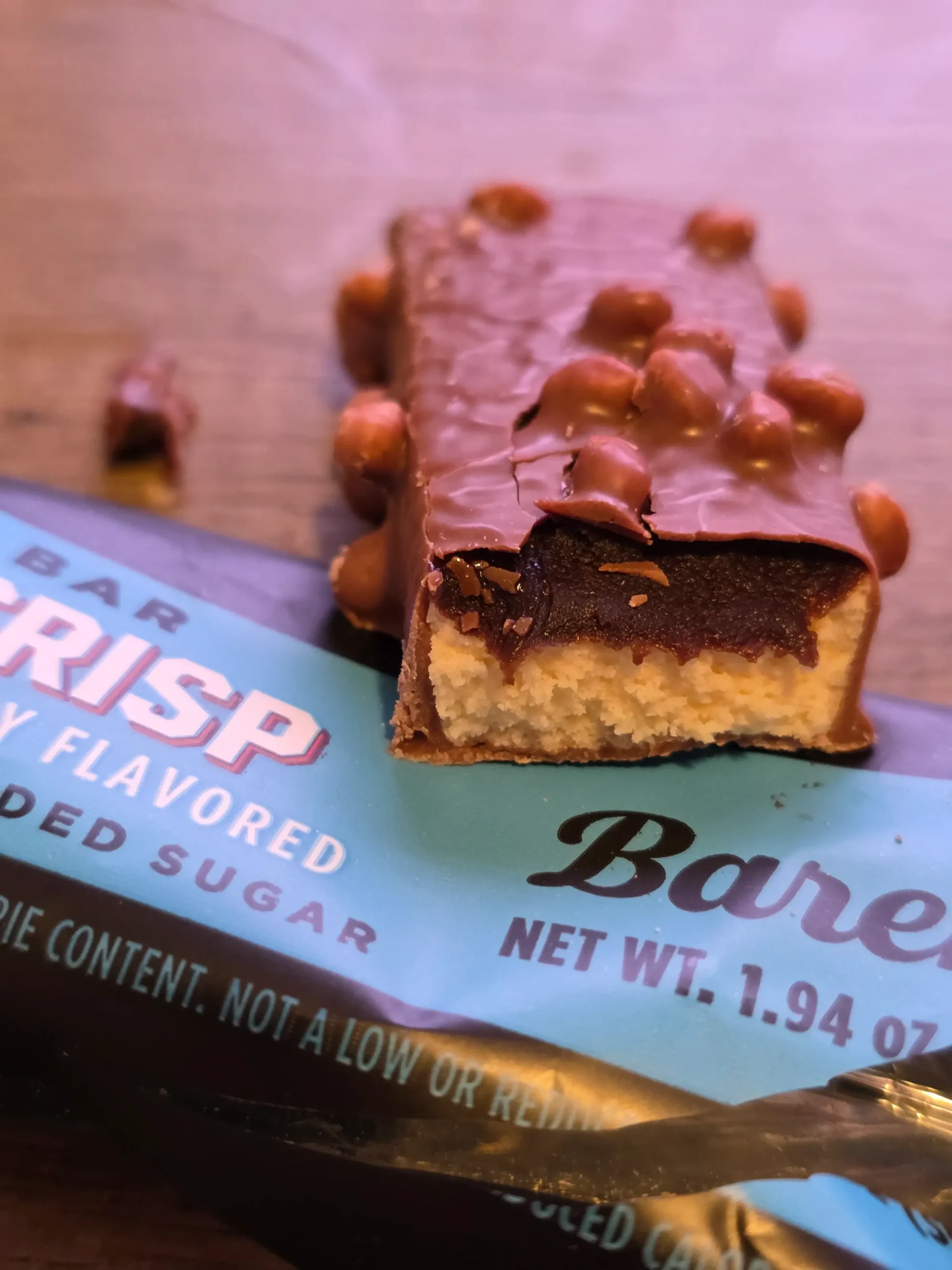 Barebells creamy crisp protein bar.