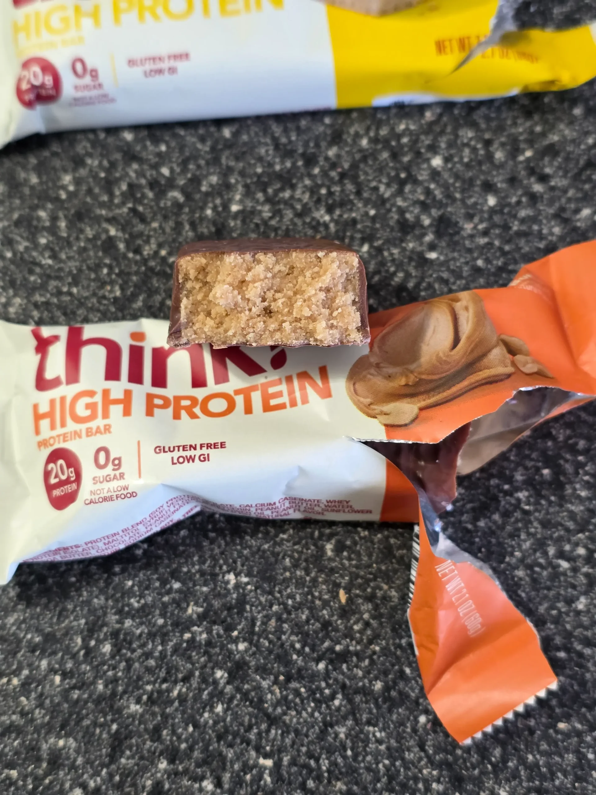 think! Think Protein Bars Girl Scouts Thin Mints, Chunky Peanut Butter, Lemon Delight, Cookies & Creme, White Chocolate, and Creamy Peanut Butter.