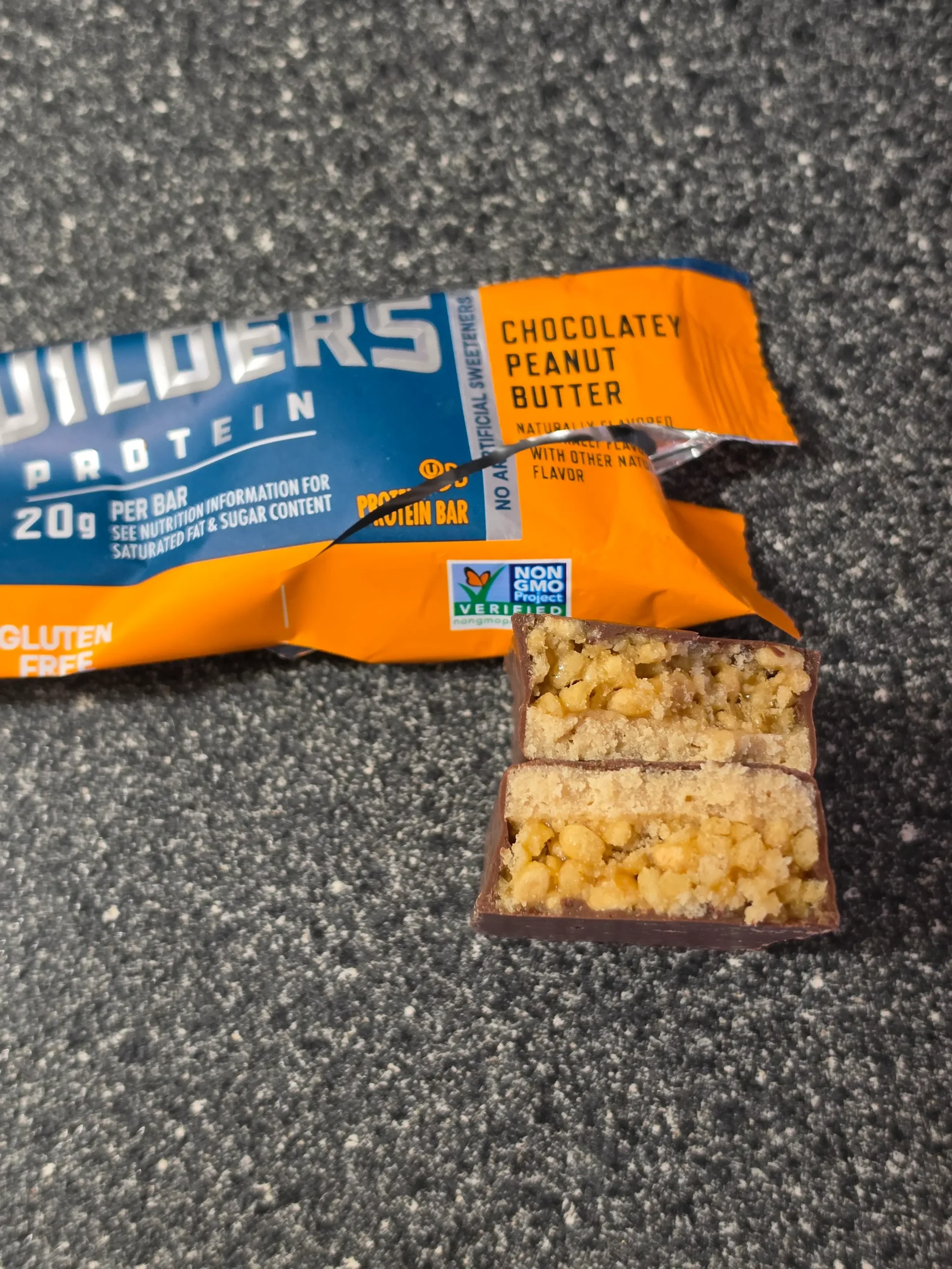CLIF Builders Protein Bars: Chocolatey Mint and Chocolatey Peanut Butter.