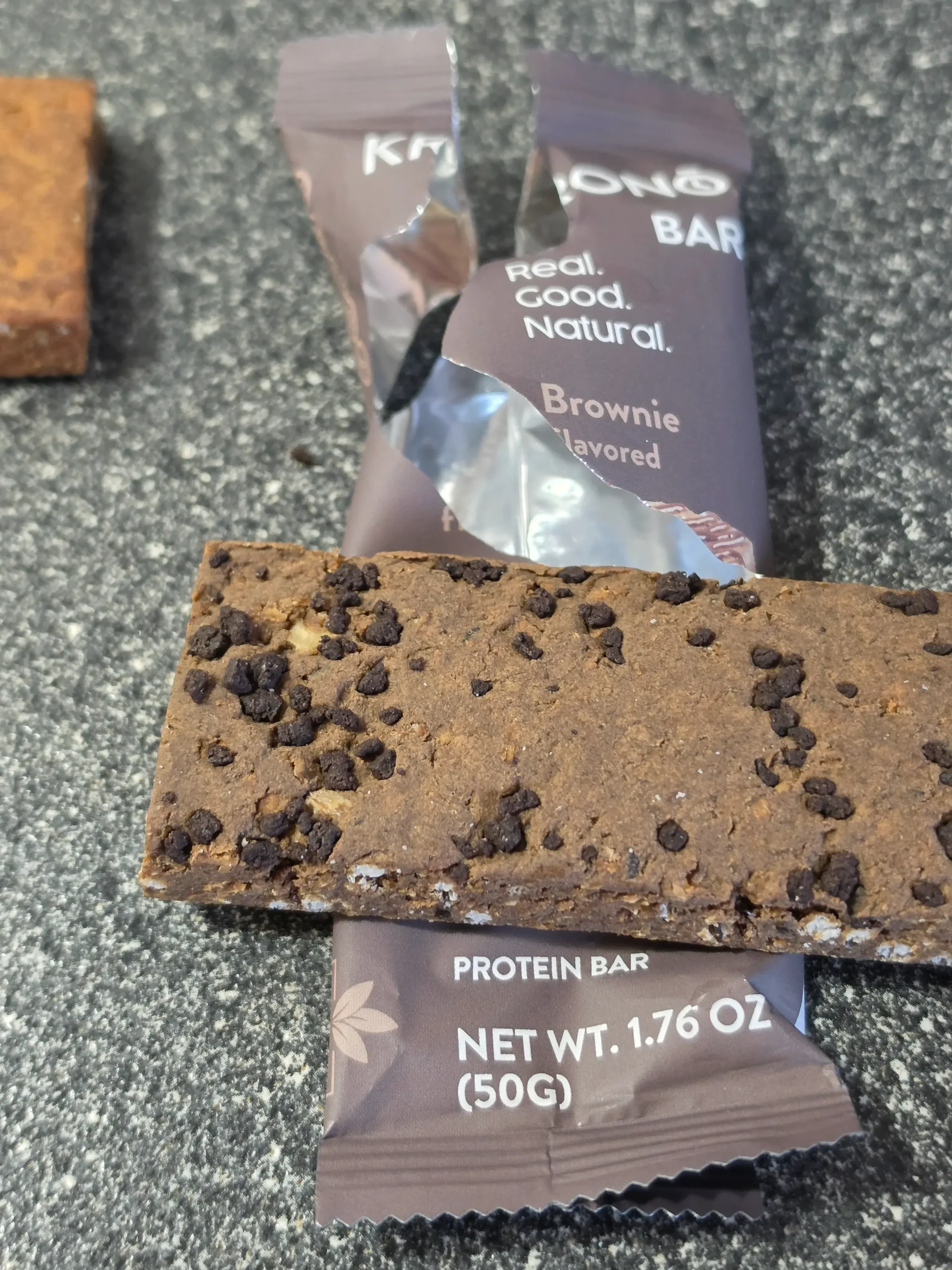 Krono Protein Bar, Brownie, Salted Caramel, and Chocolate & Banana.