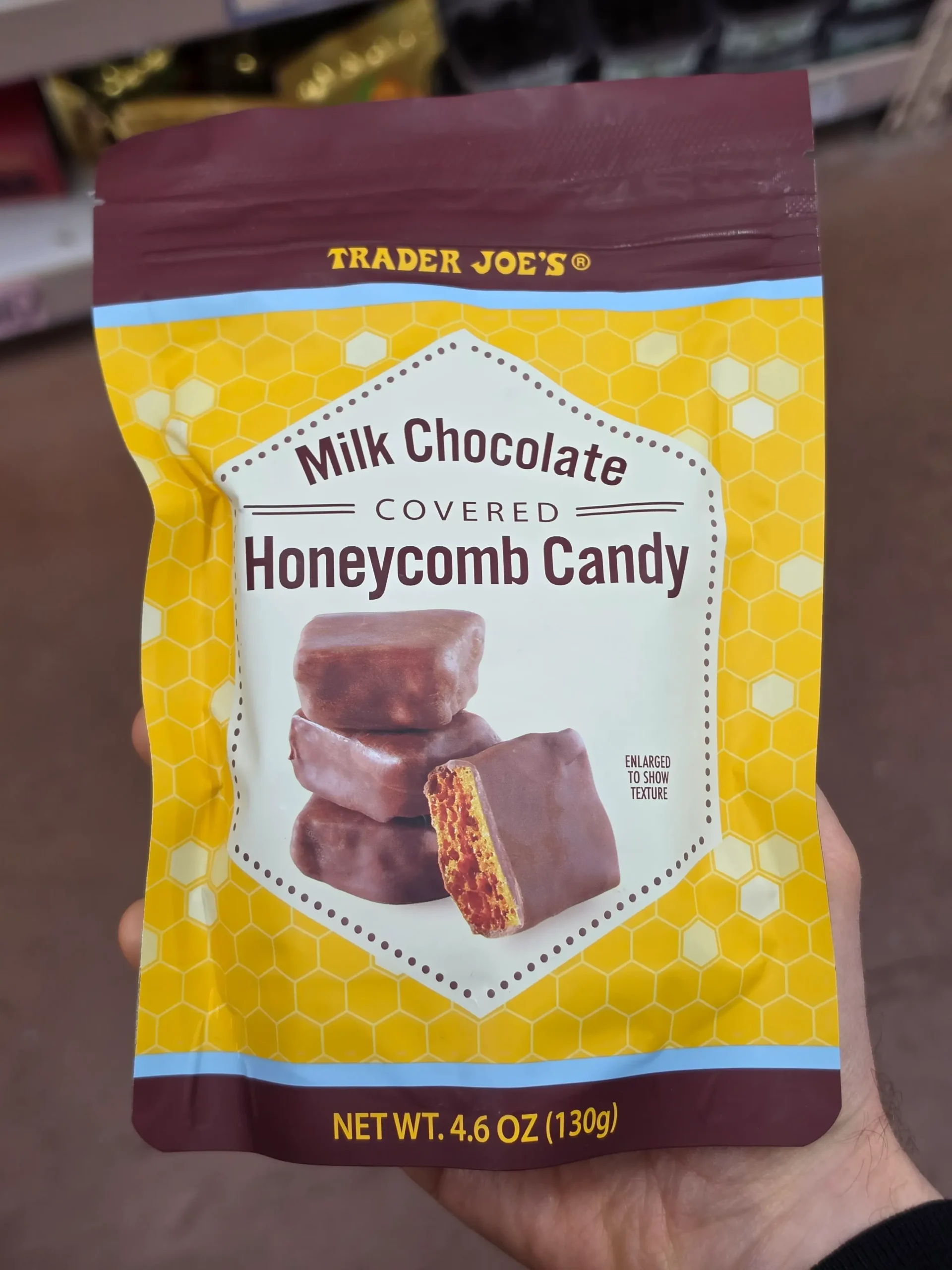Trader Joe's Milk Chocolate Covered Honeycomb Candy.