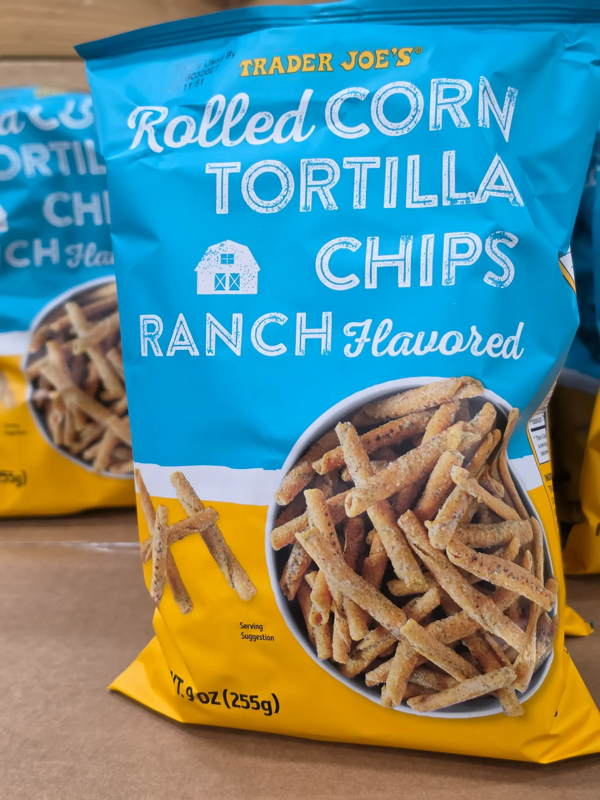 Trader Joe's Rolled Corn Tortilla Chips Ranch Flavored.