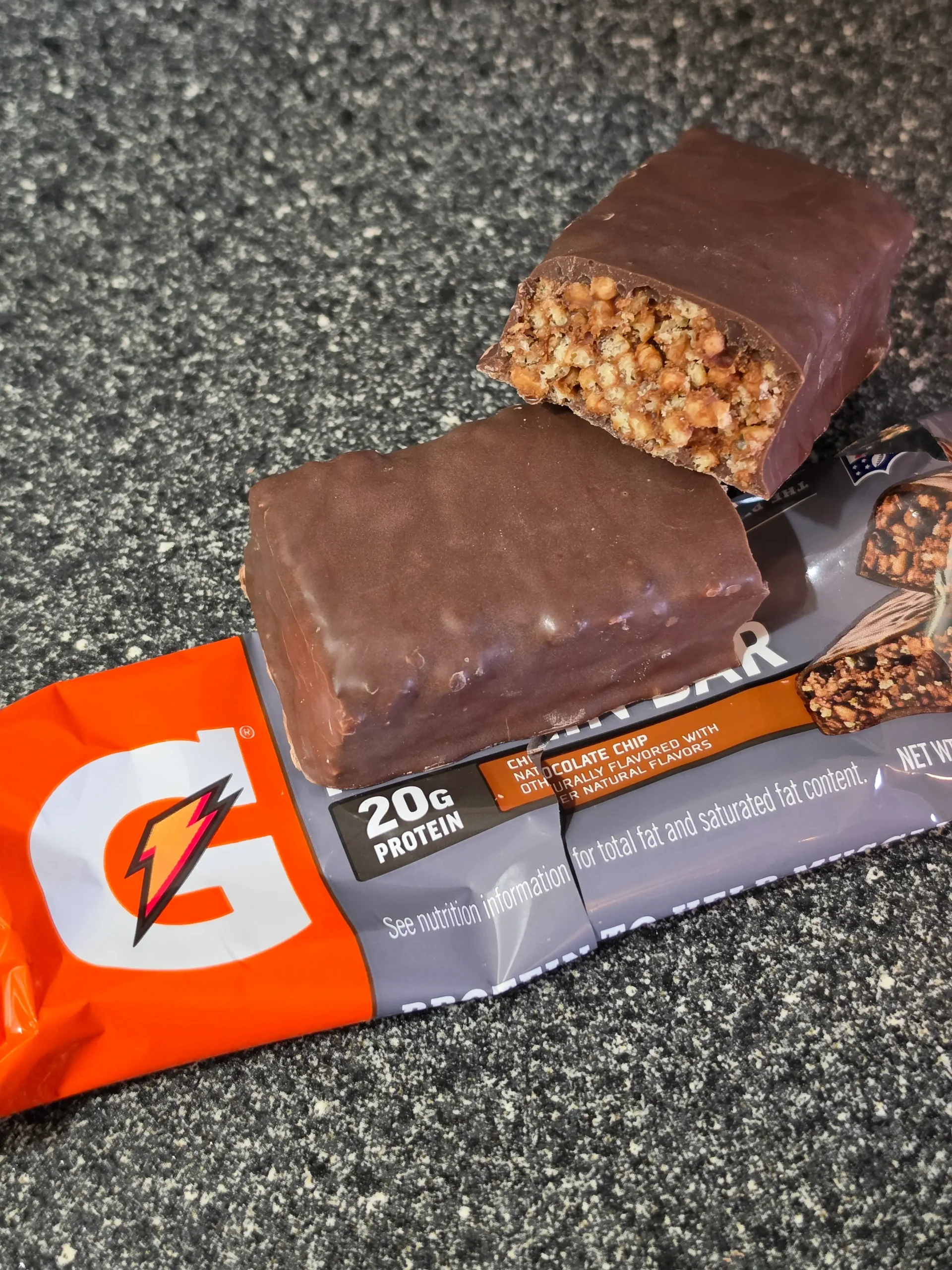 Gaterade Protein Bars: Peanut Butter Chocolate, Cookies and Creme, Chocolate Caramel, S'mores, and Chocolate Chip.