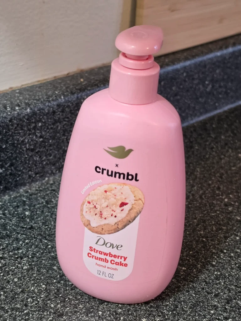 Dove and Crumbl Strawberry Crumb Cake Hand Wash.