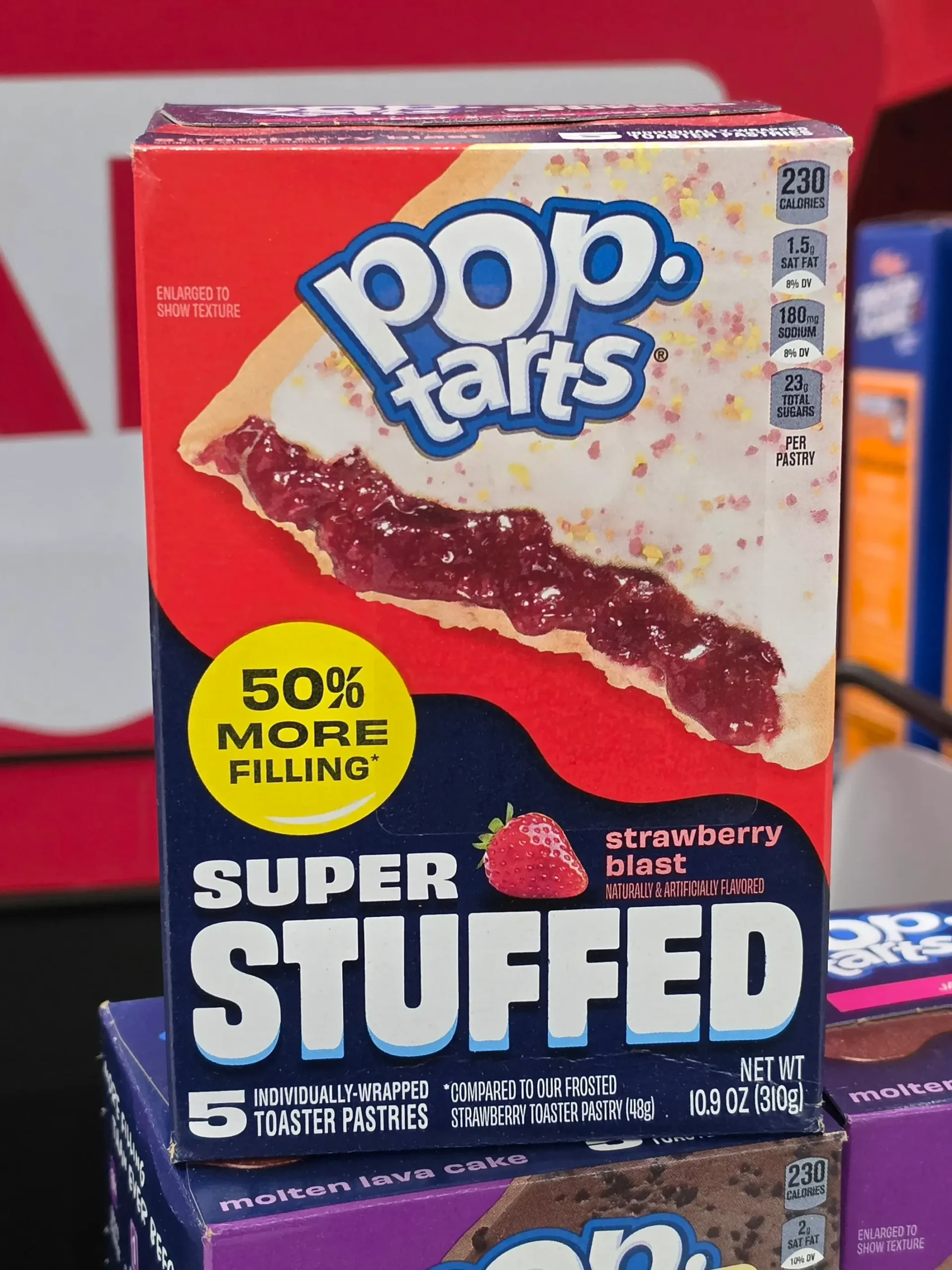 Pop Tarts Super Stuffed Molten Lava Cake and Strawberry Blast.