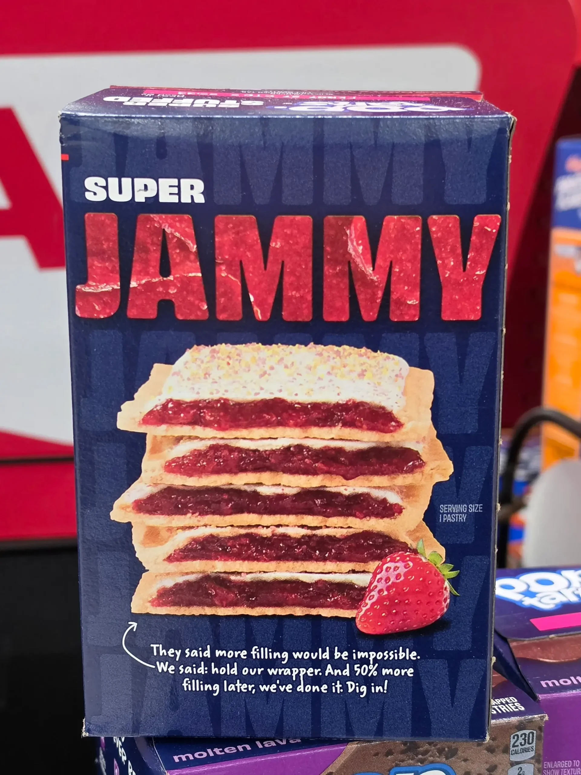 Pop Tarts Super Stuffed Molten Lava Cake and Strawberry Blast.