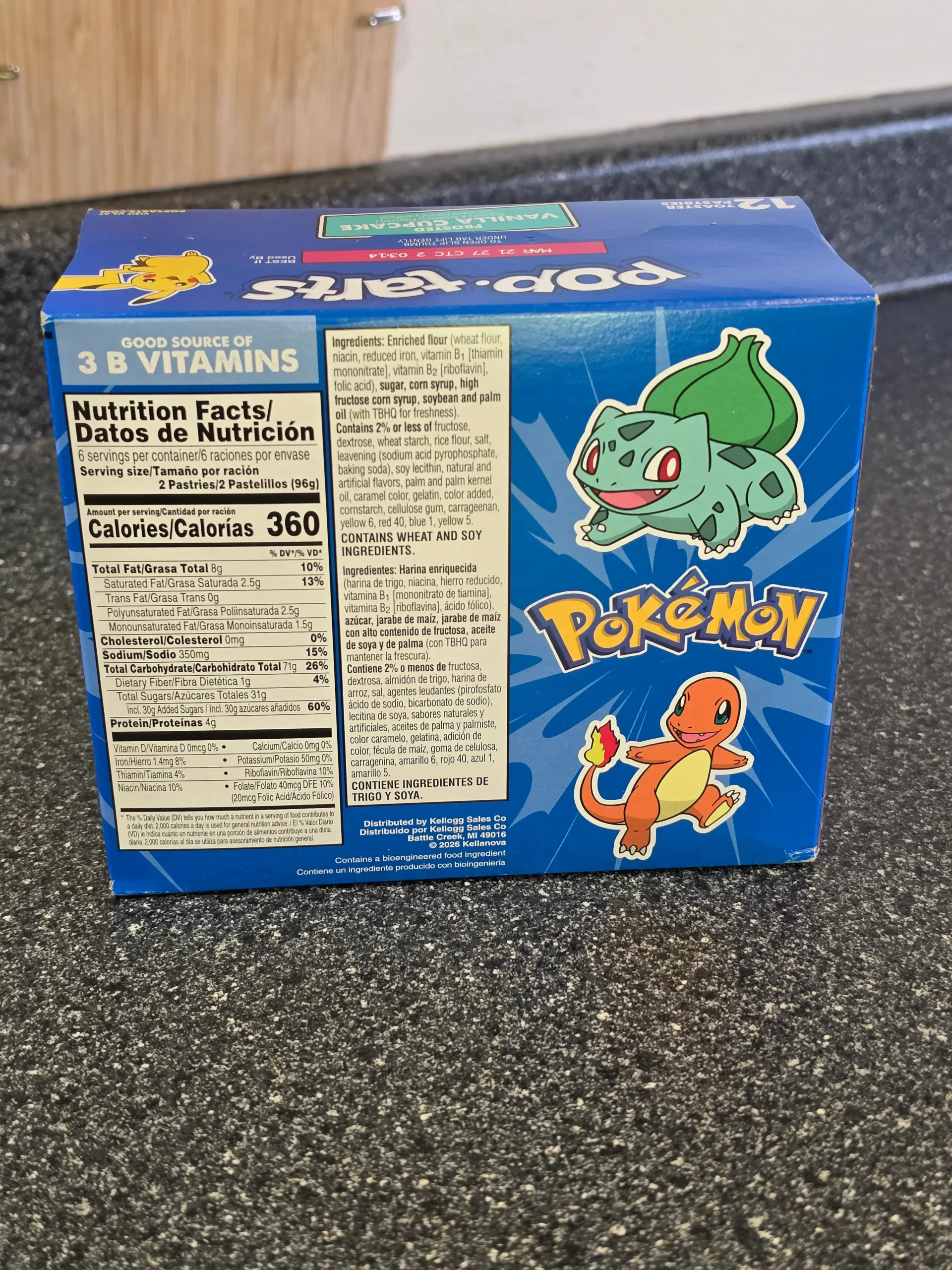 Pop-Tarts Pokémon Frosted Vanilla Cupcake Toaster Pastries.