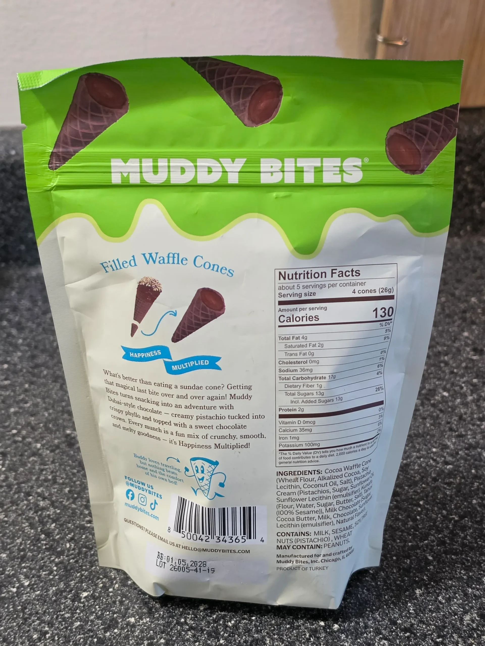 Muddy Bites Dubai Waffle Cones.