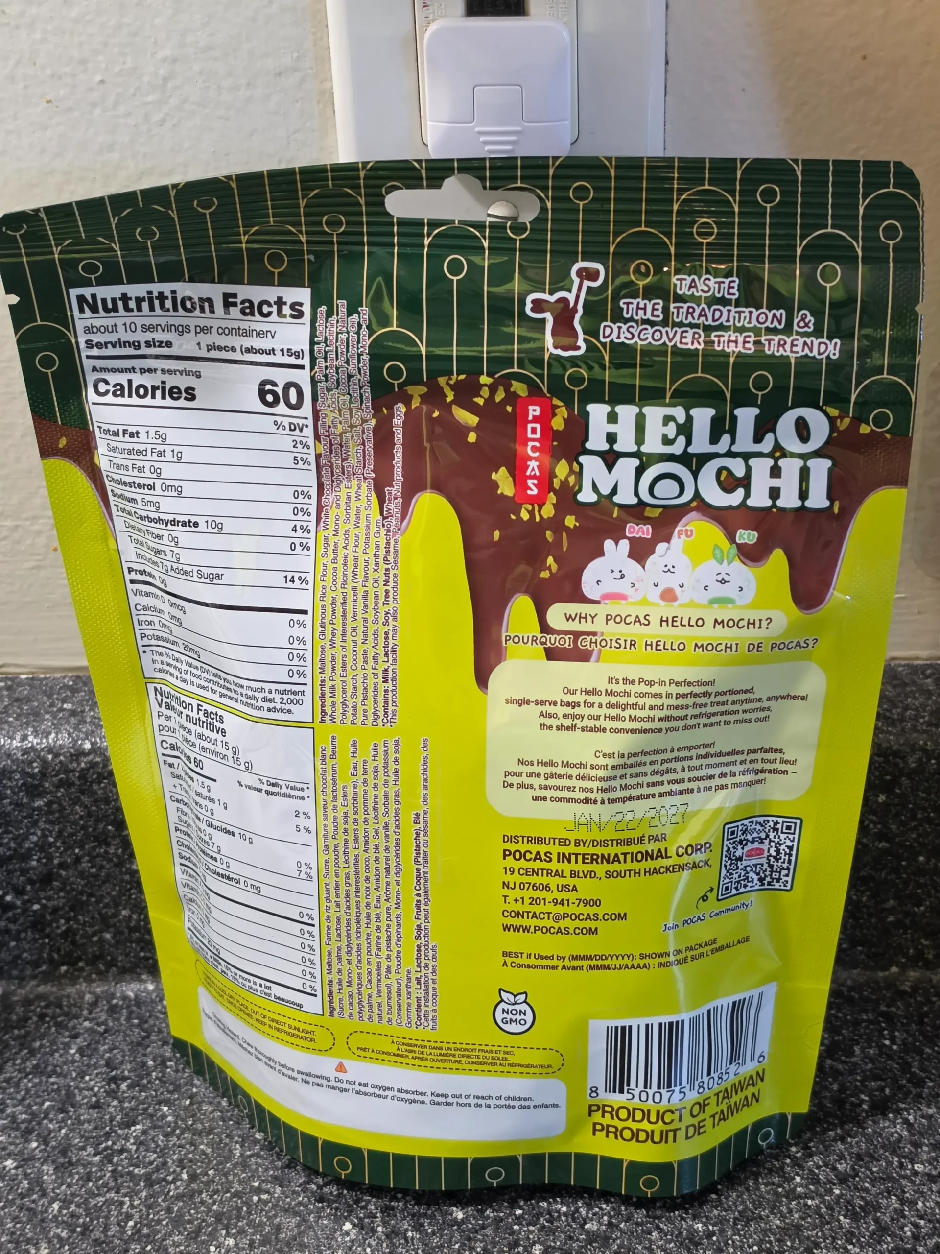 Pocas Hello Mochi Dubai Style Chocolate Flavor.