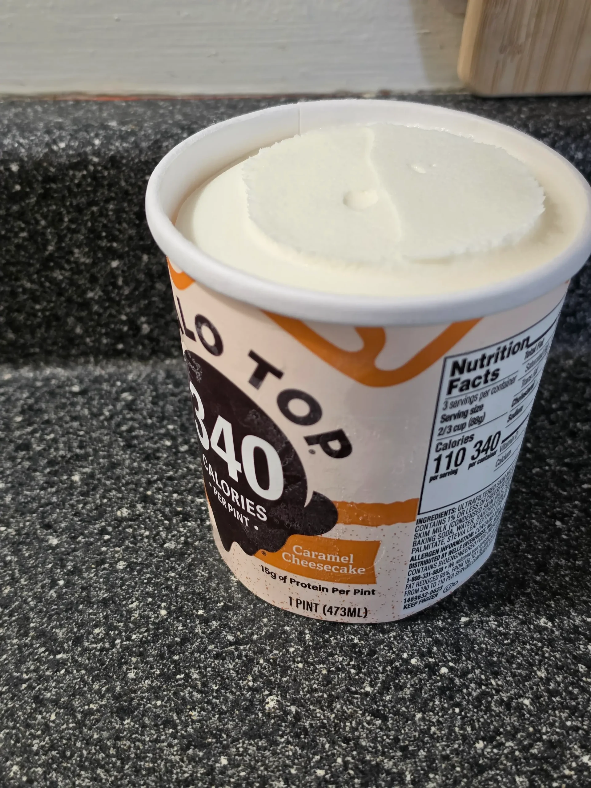 Halo Top Ice Cream: Chocolate Ice Cream Cake, Peanut Butter Cup, Mint Chip, Cookies & Cream, Chocolate Caramel Brownie, Caramel Cheesecake.