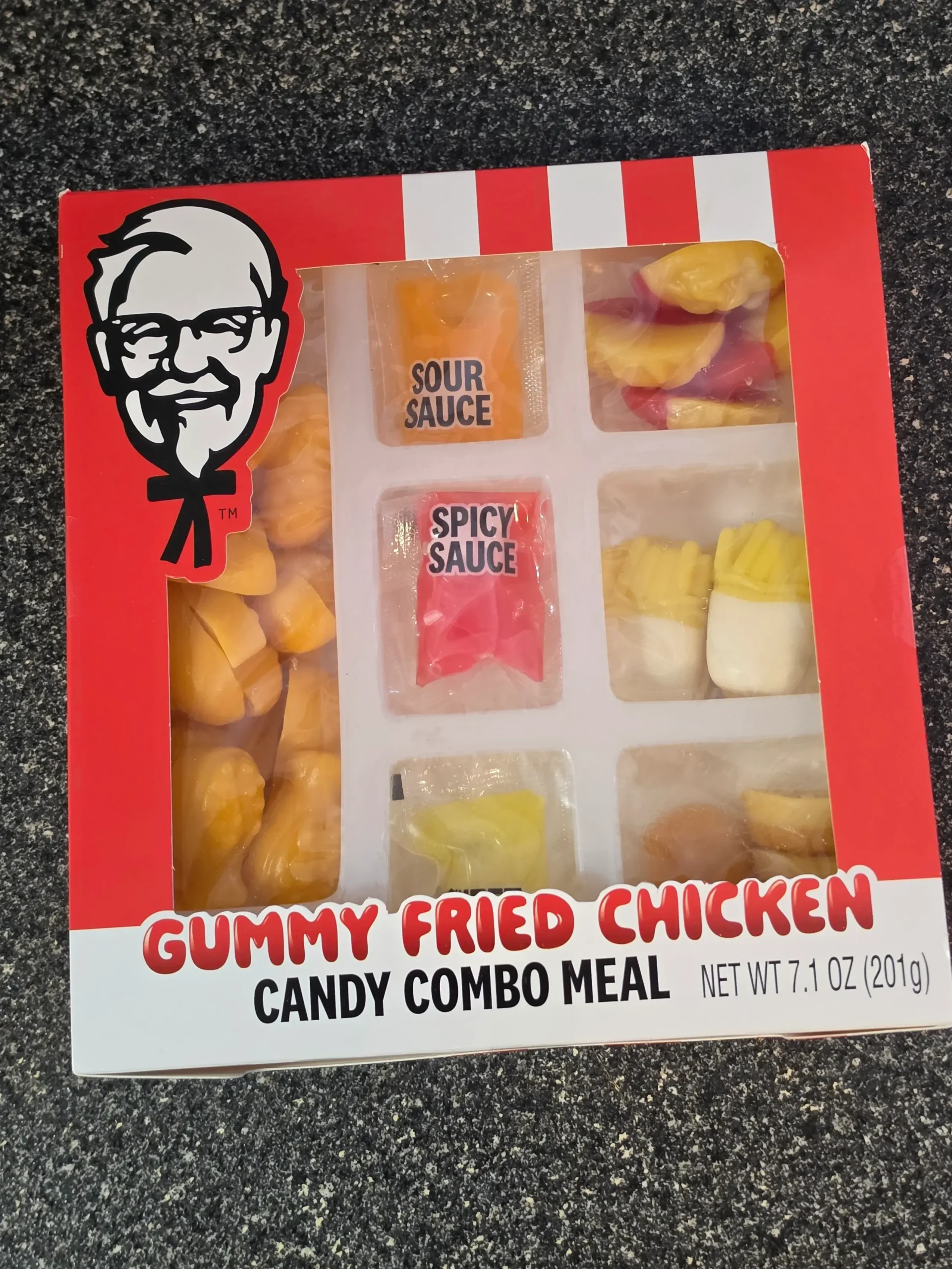 Kentucky Fried Chicken (KFC) Gummy Fried Candy Candy Combo Meal.