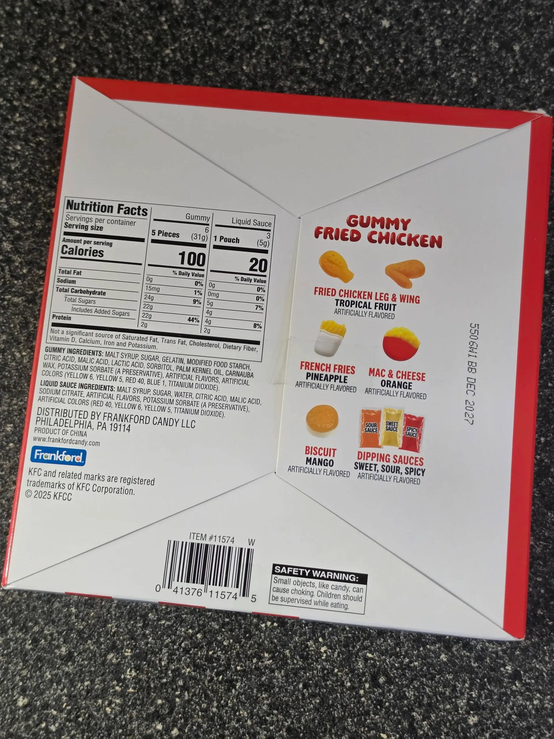 Kentucky Fried Chicken (KFC) Gummy Fried Candy Candy Combo Meal.