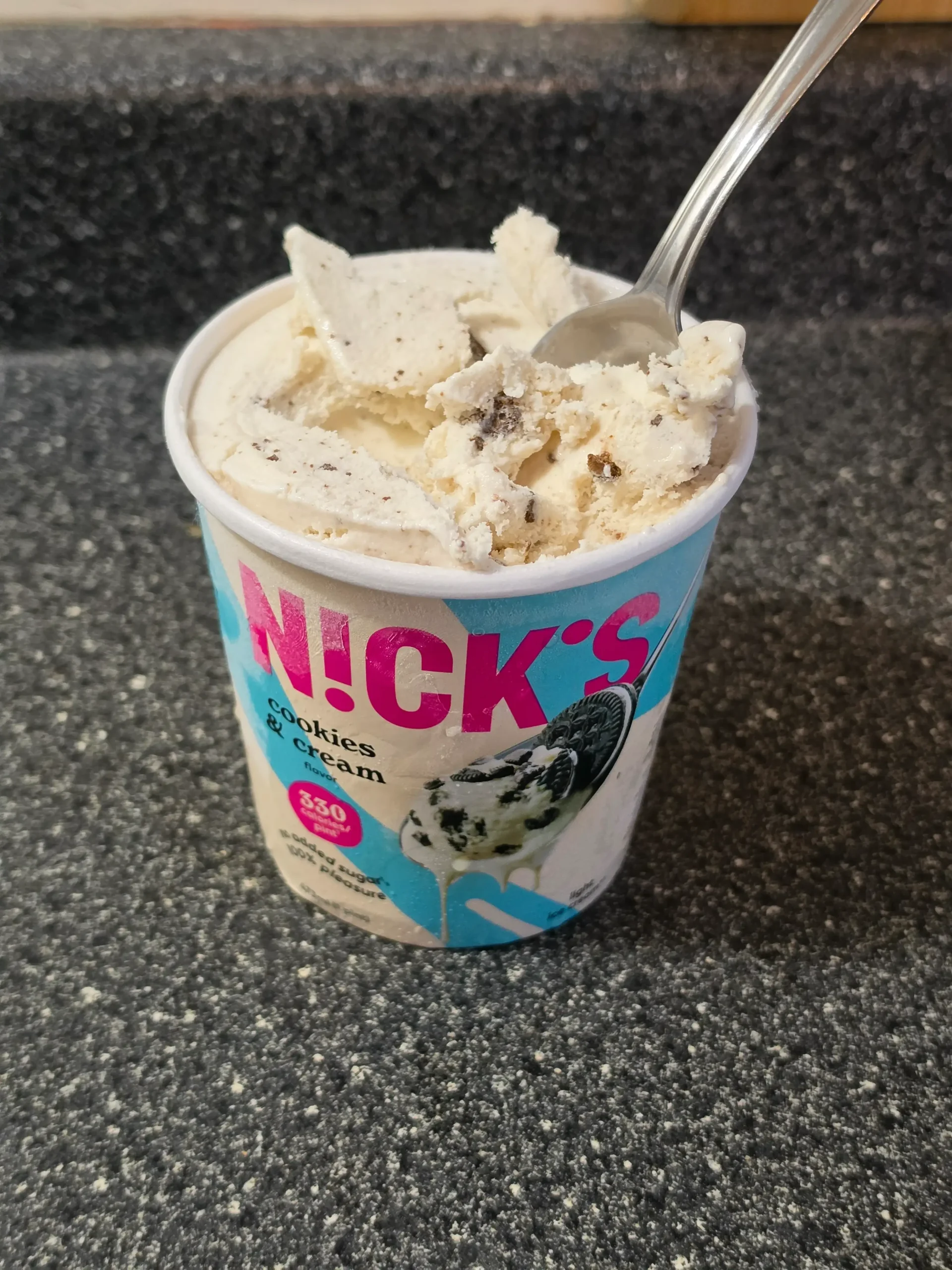 Nick's Cheesecake Cookies and Cream Ice Cream.