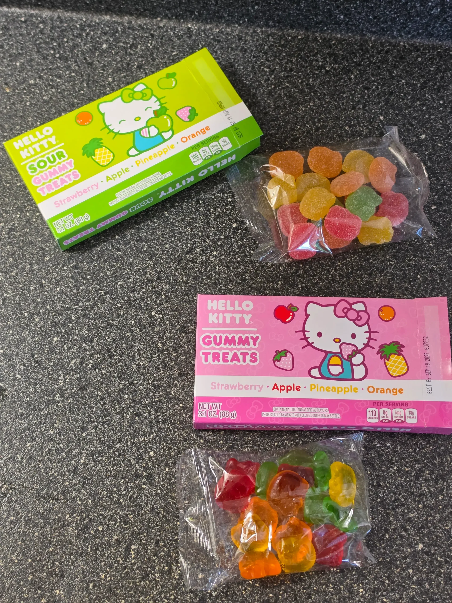 Hello Kitty Regular and Sour Gummy Treats.