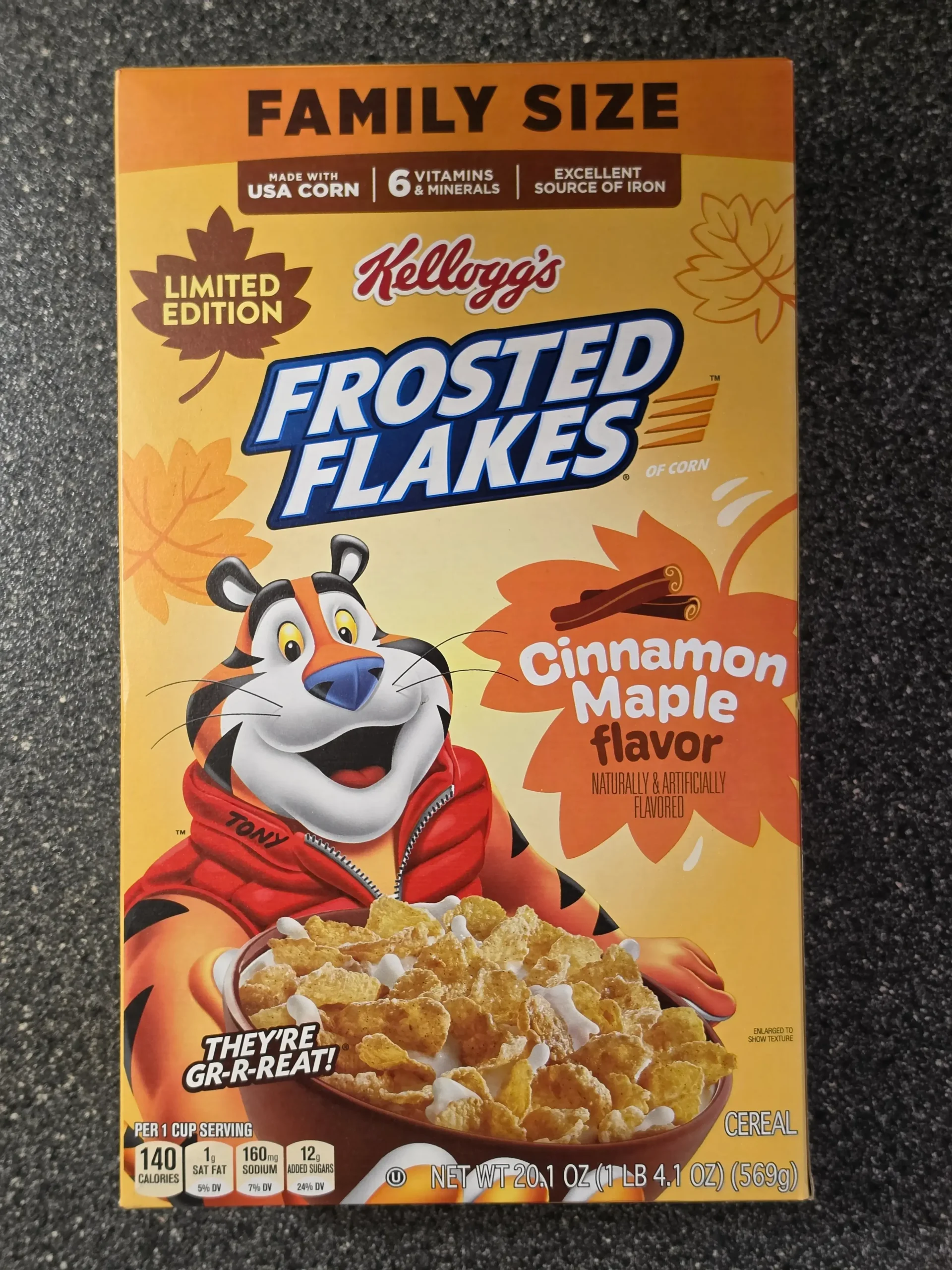 Kellogg's Frosted Flakes Cinnamon Maple.