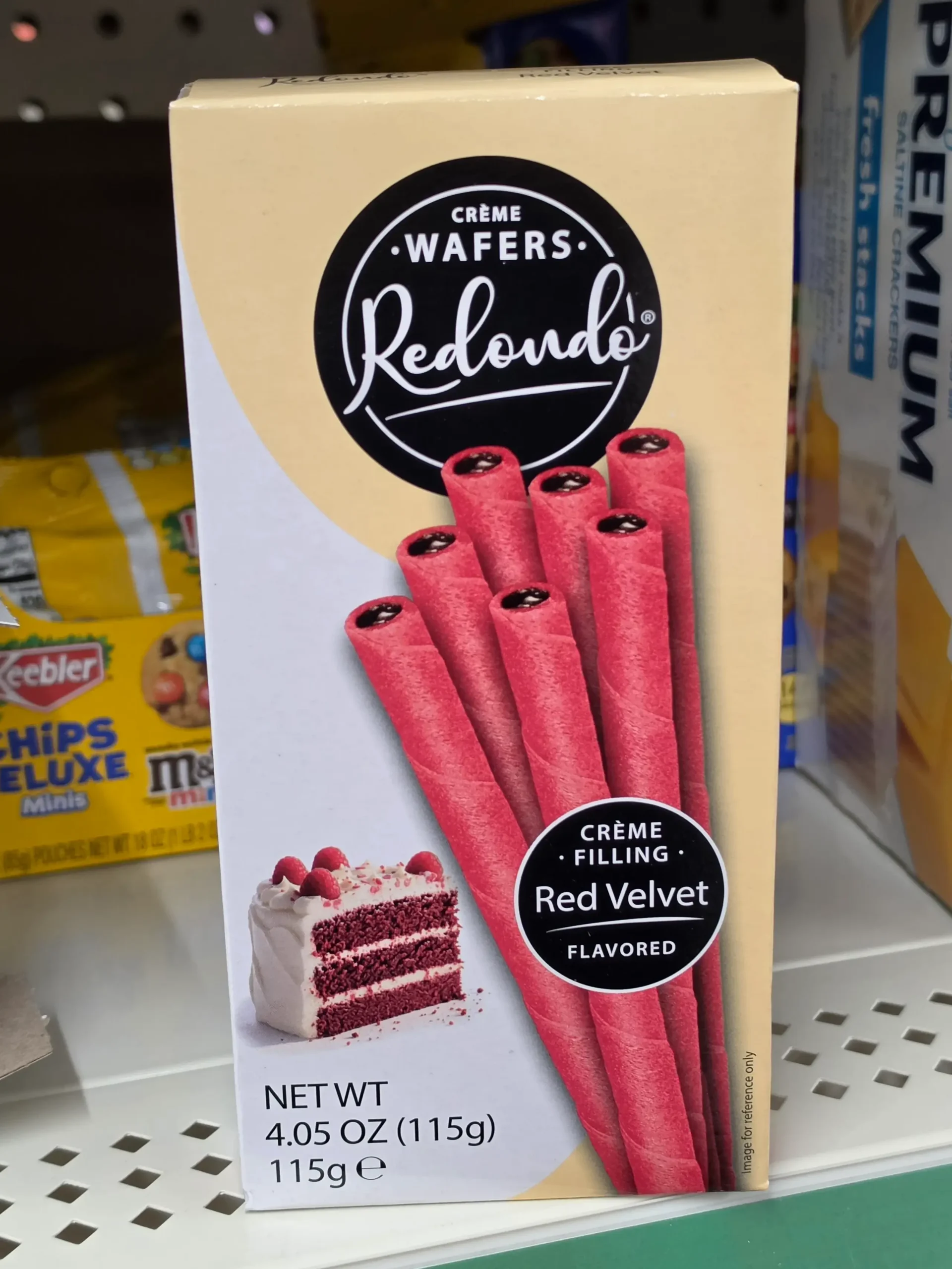Redondo Red Velvet Flavored Creme Filled Wafers.