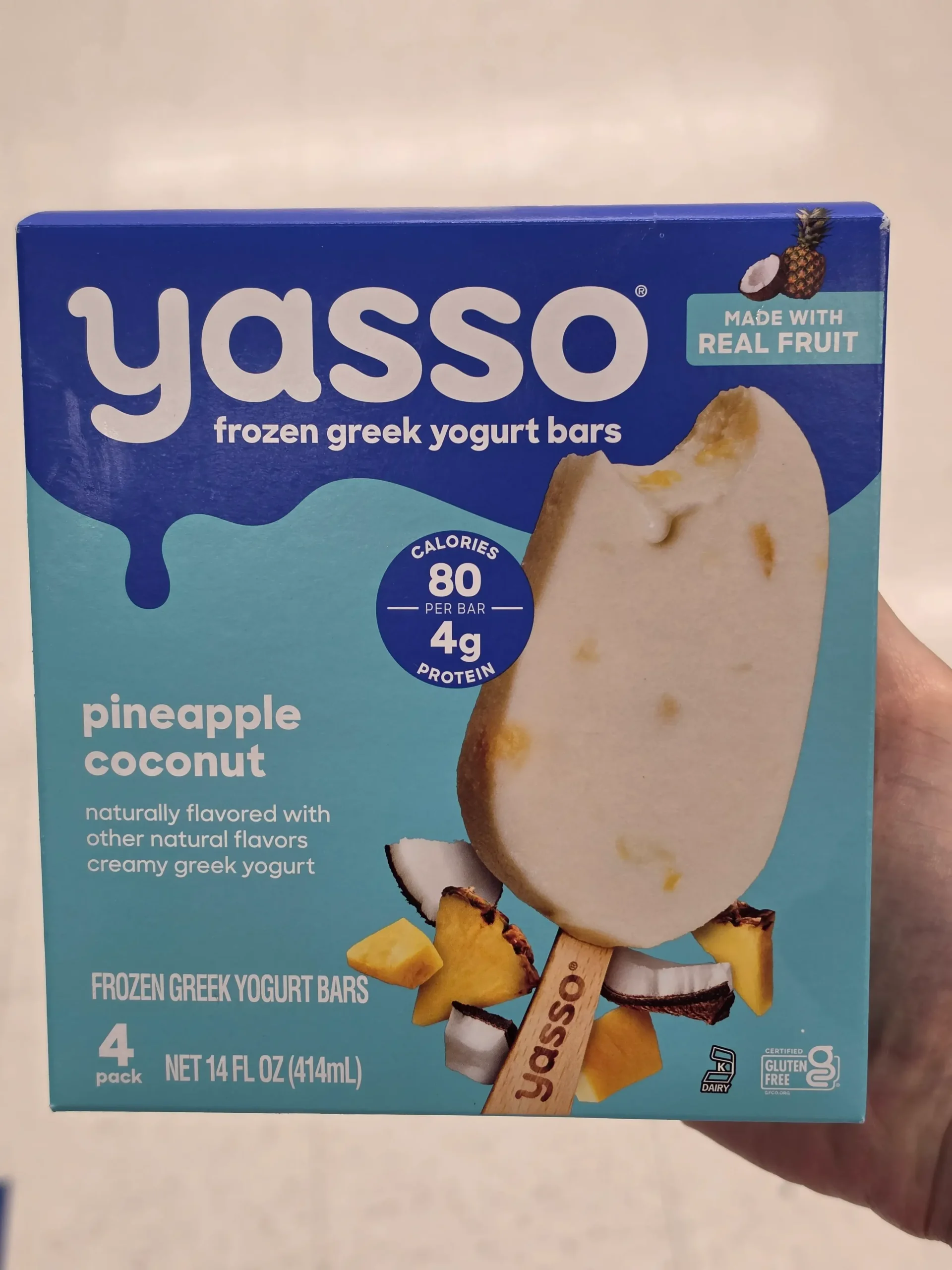 Yasso Frozen Pineapple Coconut Greek Yogurt Bars