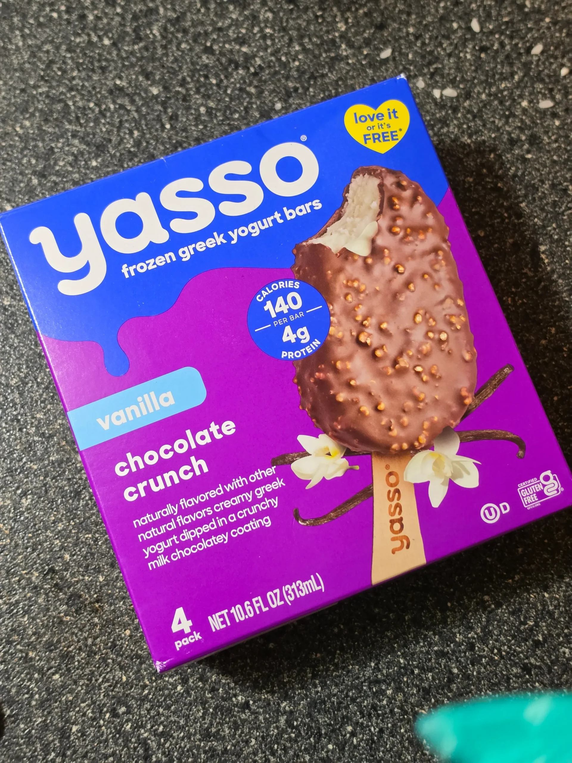 Yasso Vanilla Chocolate Crunch Greek Yogurt Bars.