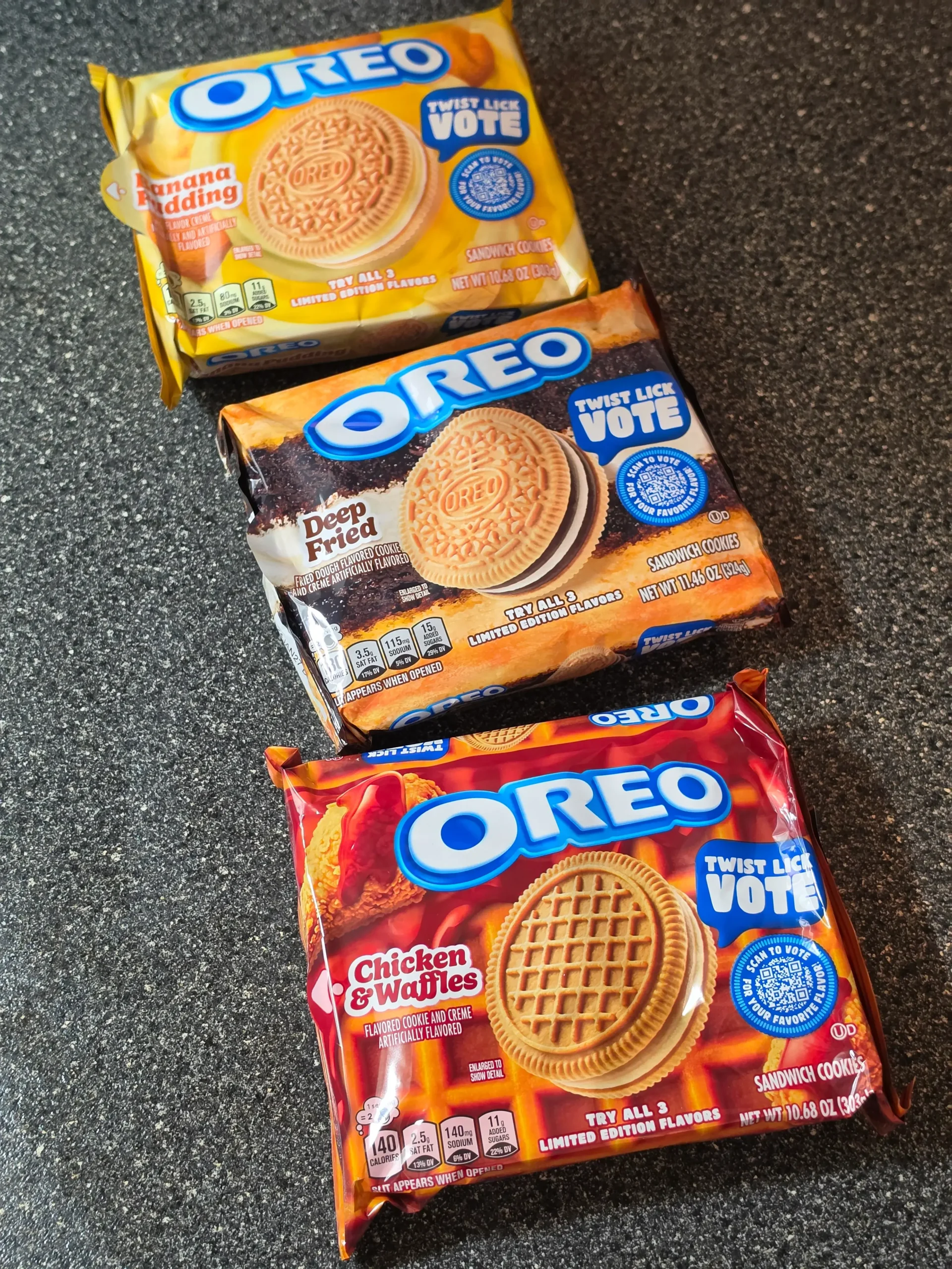 Oreo Banana Pudding, Deep Fried, and Chicken & Waffles. Twist, Lick, Vote.