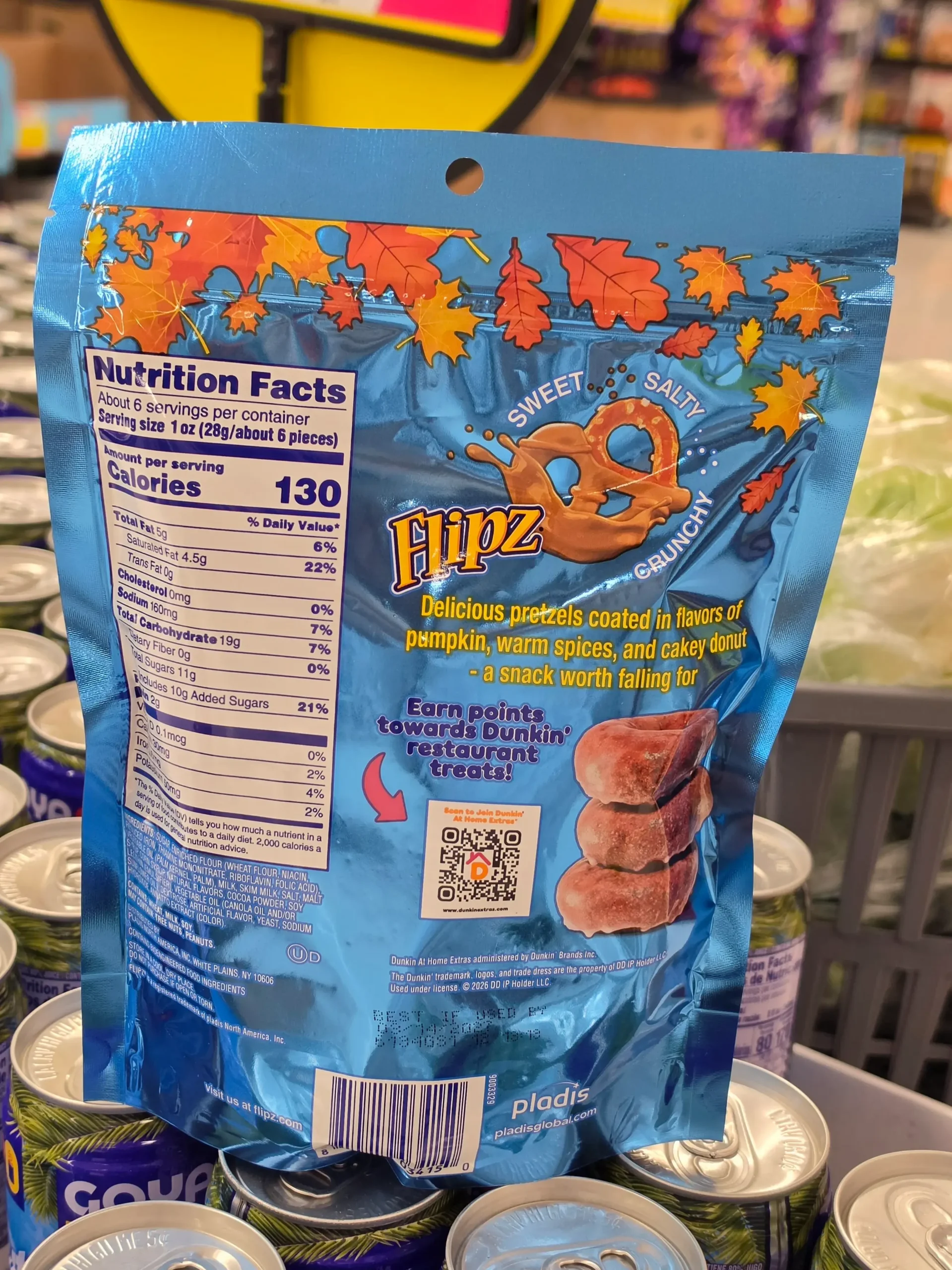 Flipz Dunkin' Donuts Pumpkin Spice Donut Covered Pretzels.