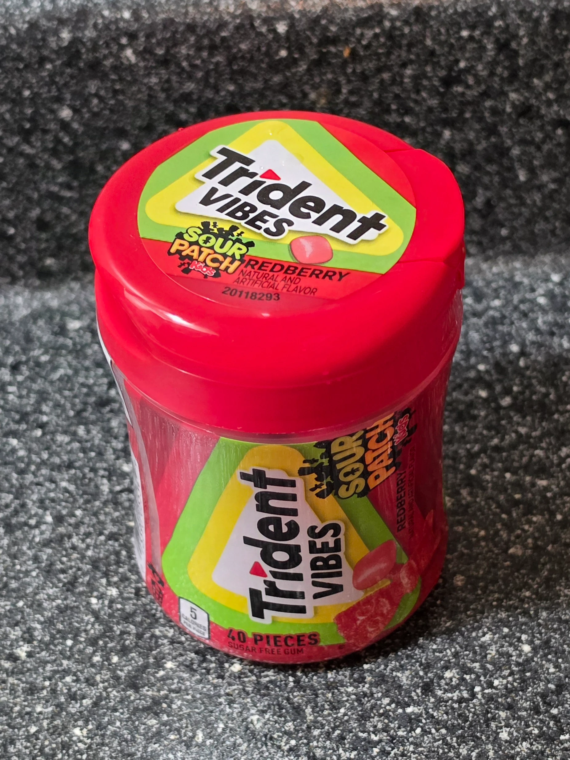 Trident Vibes Redberry Sour Patch Kids Gum.