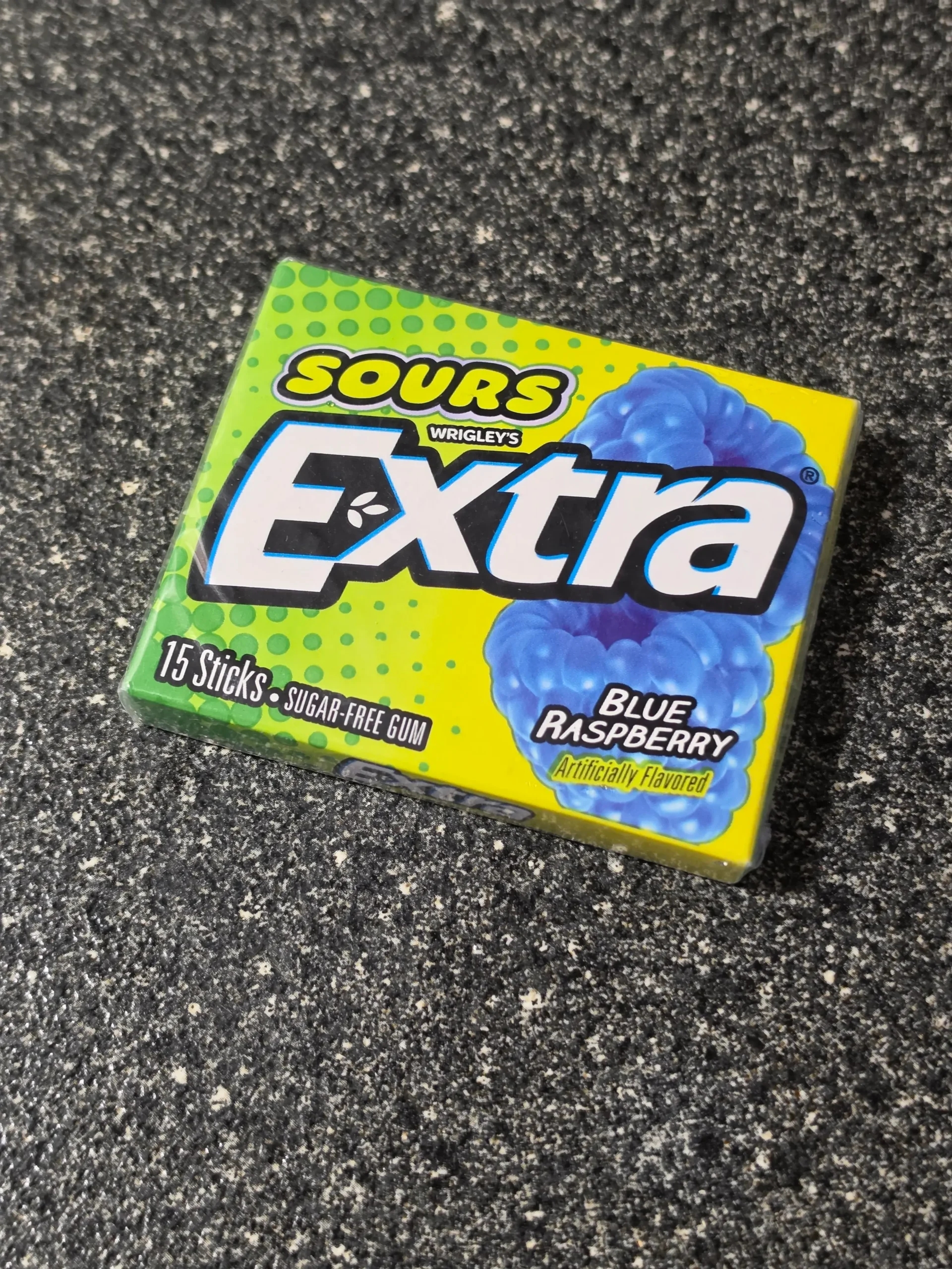 Wrigley's Extra Sours Blue Raspberry.